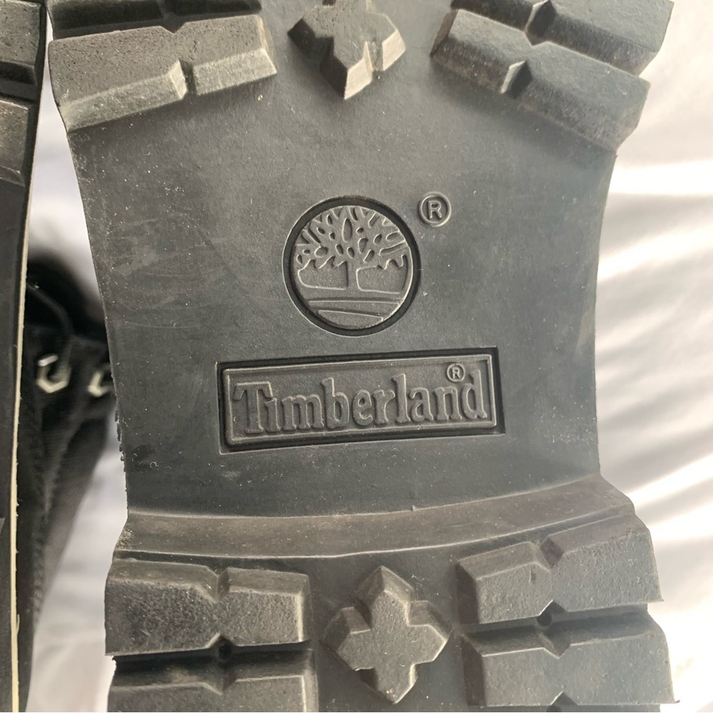 Vintage Timberland All Black (12) Lace-Up Boots; bottom suede top half canvas - Picture 5 of 16